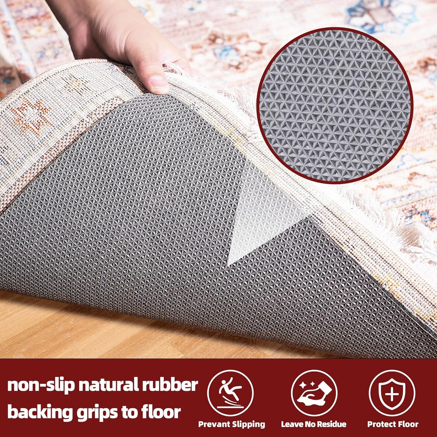 BAGAIL Felt and Natural Rubber Backing Rug Pads 1/4” Thick, 2 x 3 Ft Non Slip Carpet Gripper Keep Rugs in Place, Under Area Rug Protective Cushioned Pads, Carpet Runners, Hardwood Floors Protection