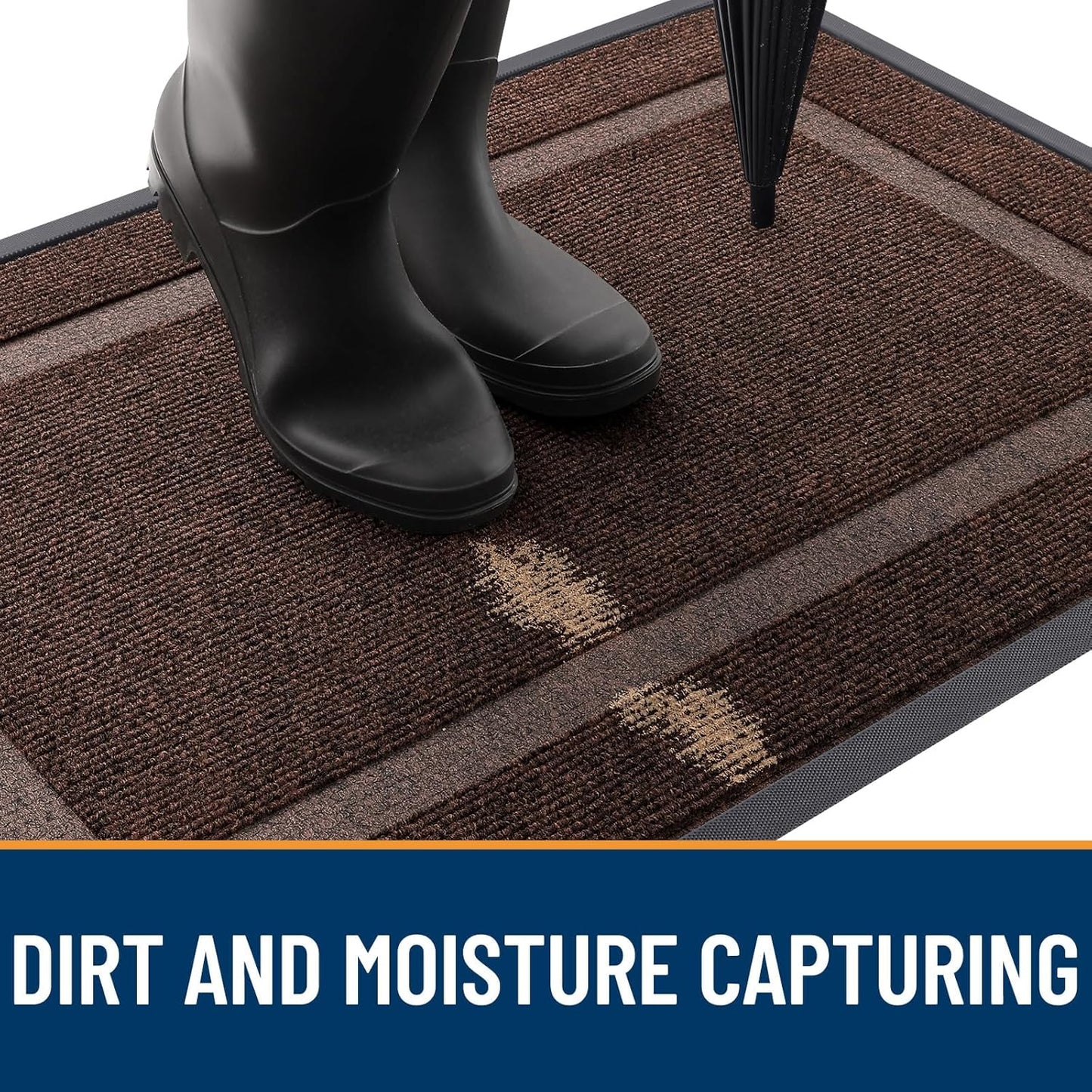 OLANLY Front Door Mat Indoor Outdoor Entrance, Waterproof All-Season, All-Weather Doormat, Sturdy Natural Rubber, Fade Resistant, Low Profile, Easy Clean Patio Porch Entryway Mat, 35x23, Dark Brown