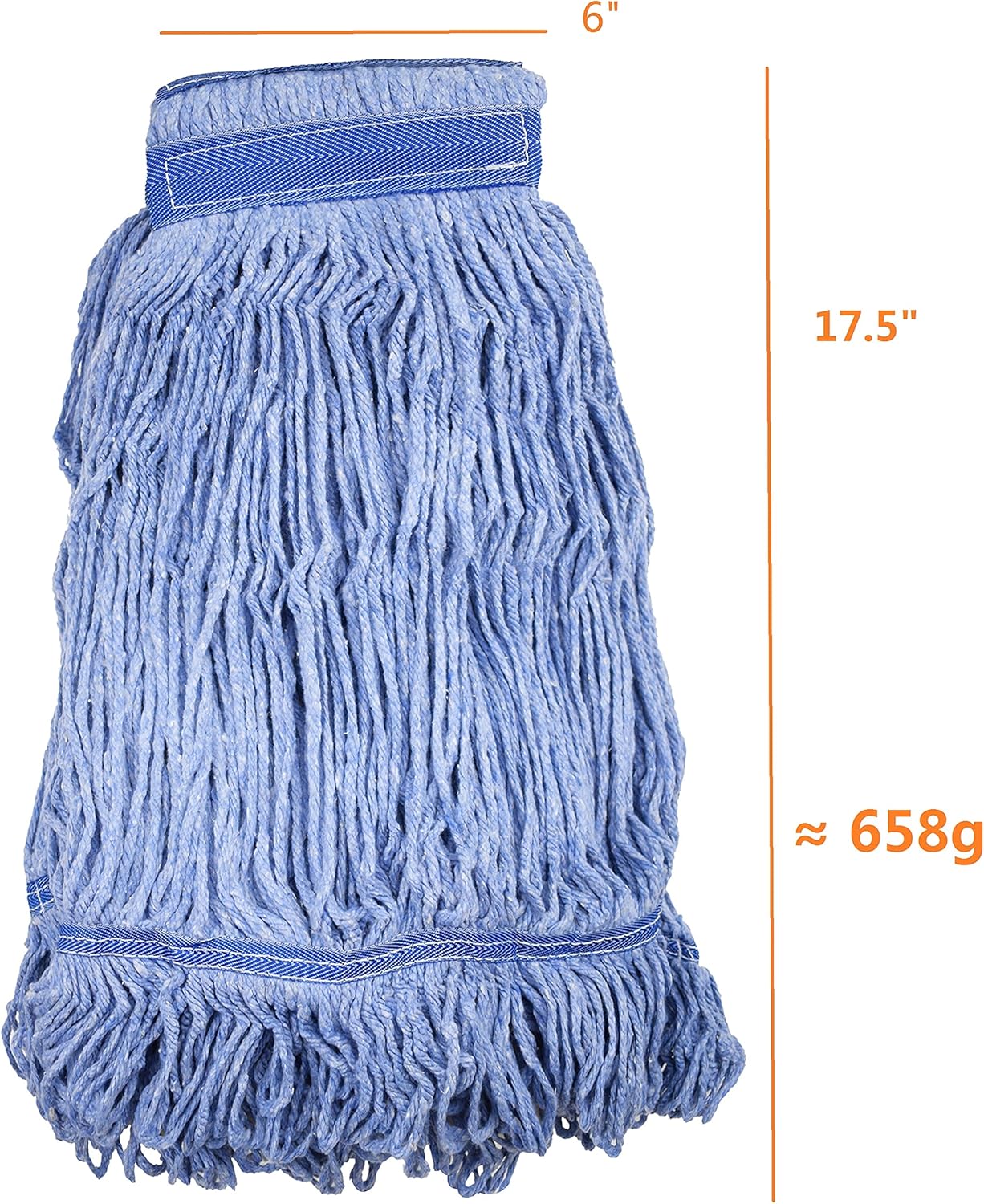 Mop Head Replacement Commercial Heavy Duty String Blue Wet Mop Heads for 3 Typs Commercial Mop Handle(6,Large,Weight 23oz)