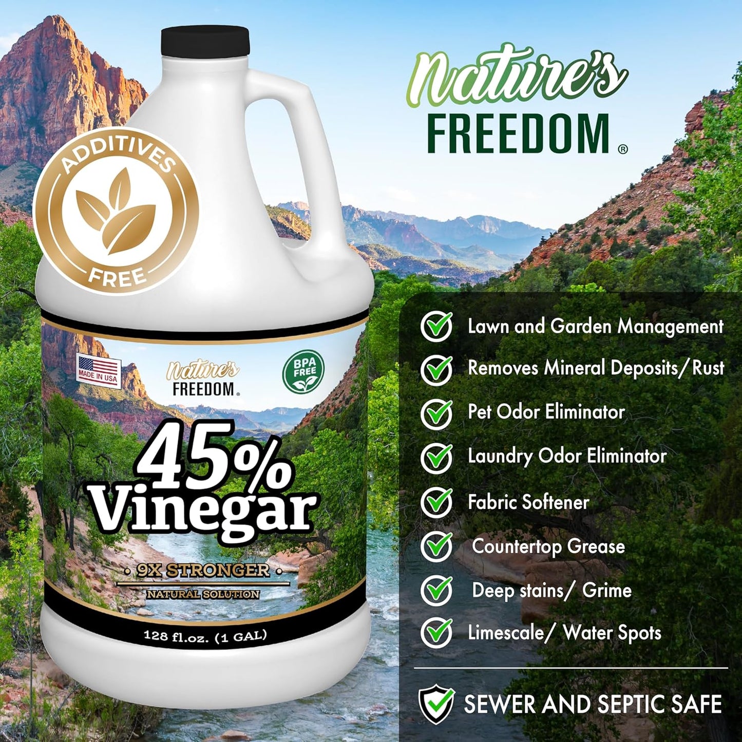 Nature's Freedom 45% Vinegar (2 Gallon)