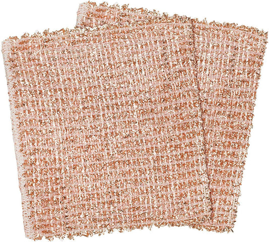 Redecker Real Copper Cleaning Cloths – Scratch-Free 2-Ply Woven Copper Scrub Pads for Pots, Pans, Sinks, Glass & Stainless Steel – Reusable, Machine Washable, Durable, Eco-Friendly – Set of 2