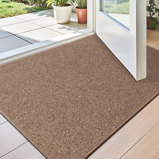 LUMI Indoor Door Mat 32"x47", Ultra Thin Low Profile Non-Slip Doormat for Home Entrance, Absorbent & Stain-Resistant Welcome Mats, Washable Entryway Mat for Front Door, Patio, Porch, Camel