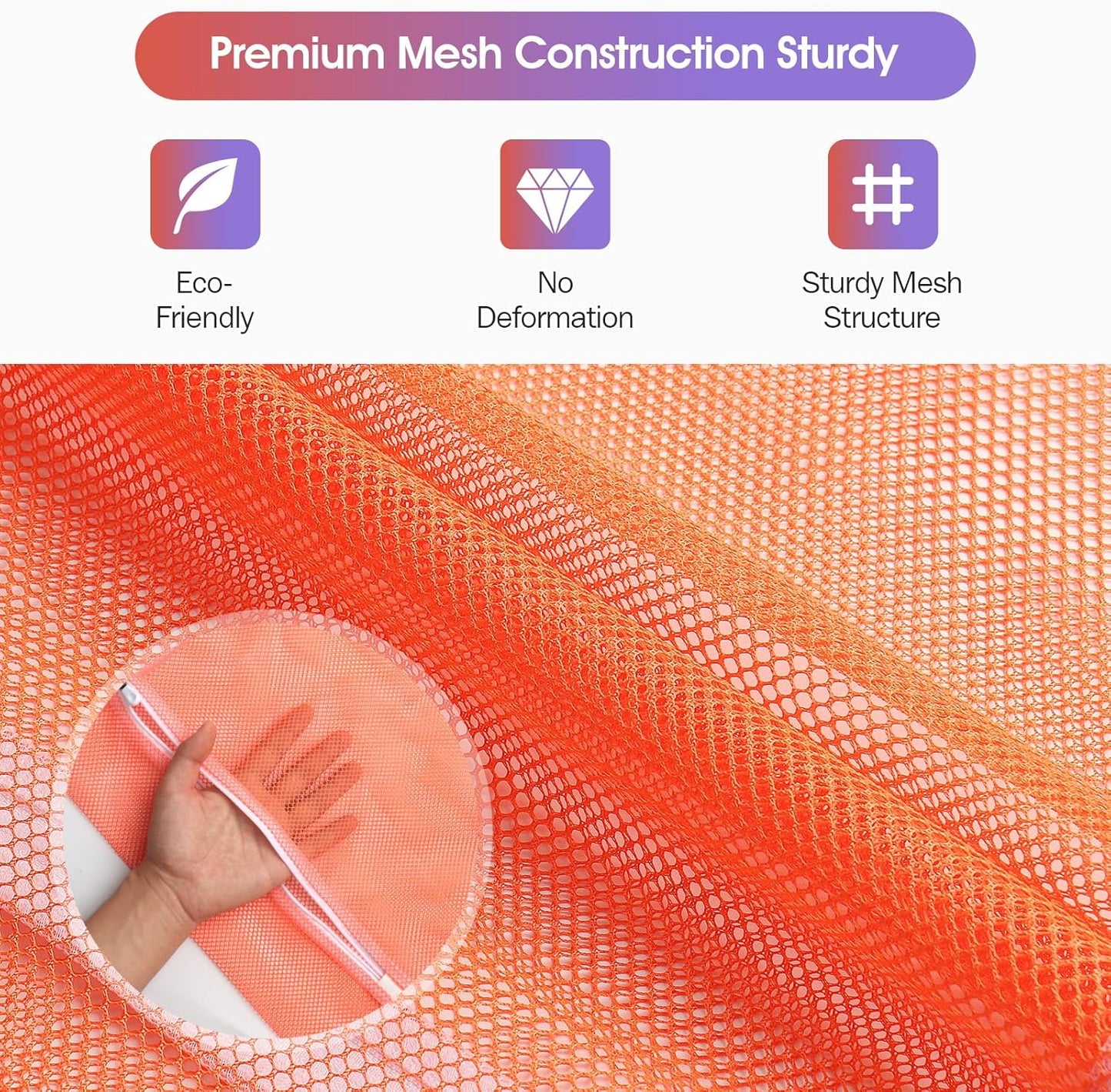 5Pcs Mesh Laundry Bags Sturdy for Delicates, Lingerie, Bras, Travel and Organize - 5 Color(14x20 Inch)