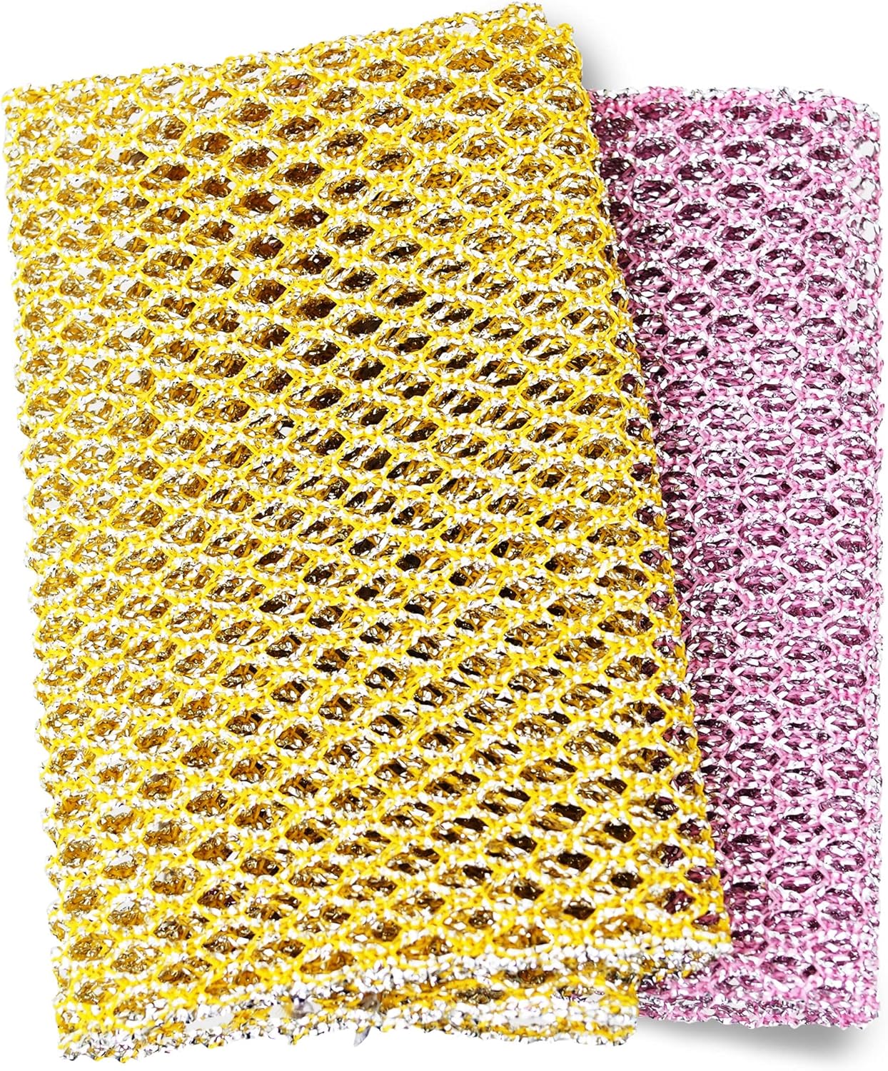 Heavy Duty Dish Scrubbers, Non-Scratch Scouring Pads - Odorless & Long Lasting Mesh Dish Cloth - Replace Sponges - Kitchen, Floor and Bathroom Usage - Made in Korea (2 Pcs)