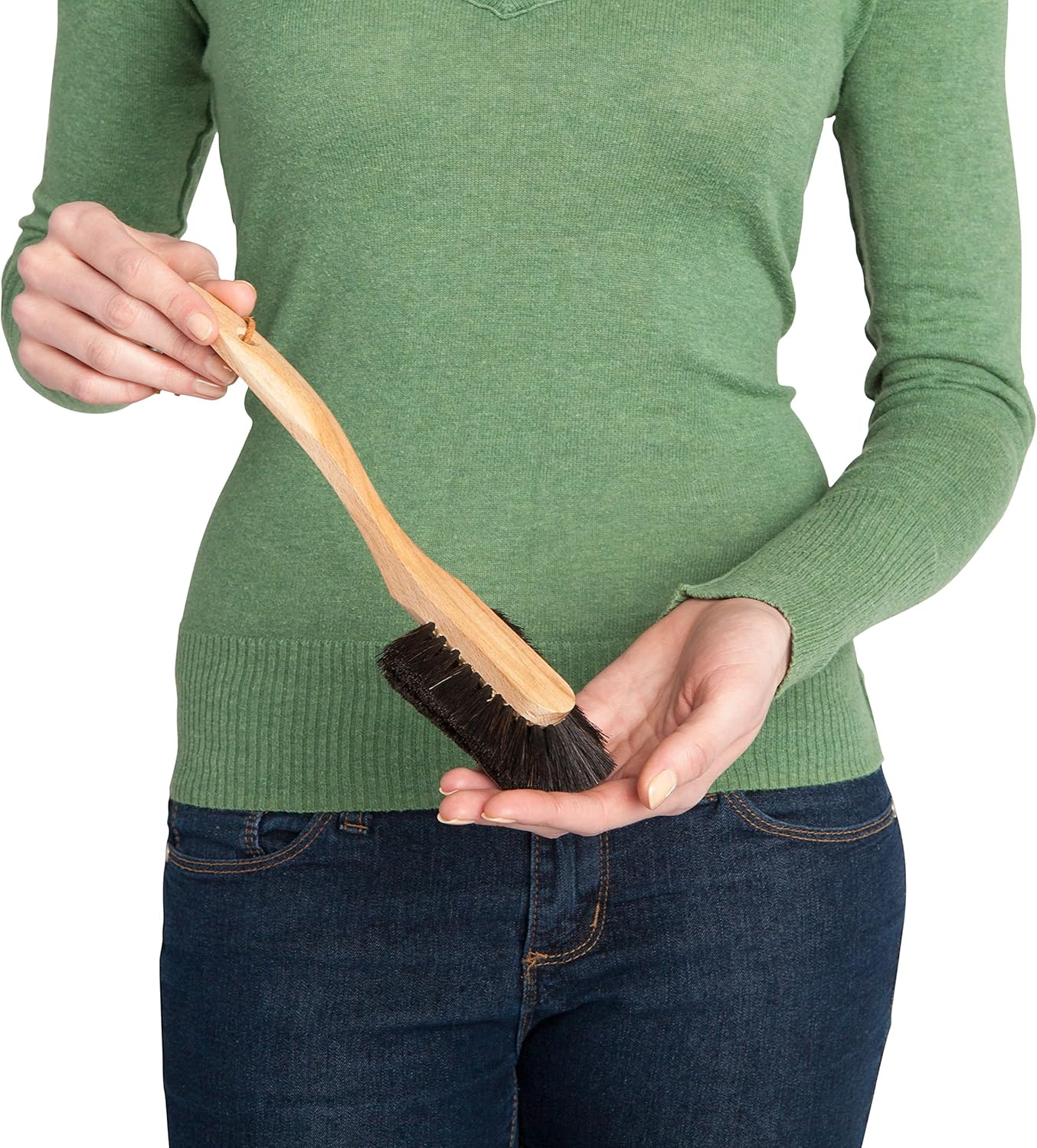 REDECKER Oiled Beechwood Dish Brush with Curved Handle, Set of 2, 10-1/2-Inch Long - Redecker Wood Dish Brush - Natural Bristle Dish Brush