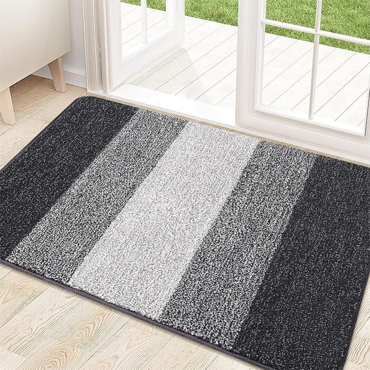 Kitinjoy Indoor Outdoor Door Mat, 32x20 Non-Slip Absorbent Dirt Trapper, Low-Profile Washable Inside Entrance Front Floor Mat, Sturdy Soft Entry Doormats for Entryway, Grey