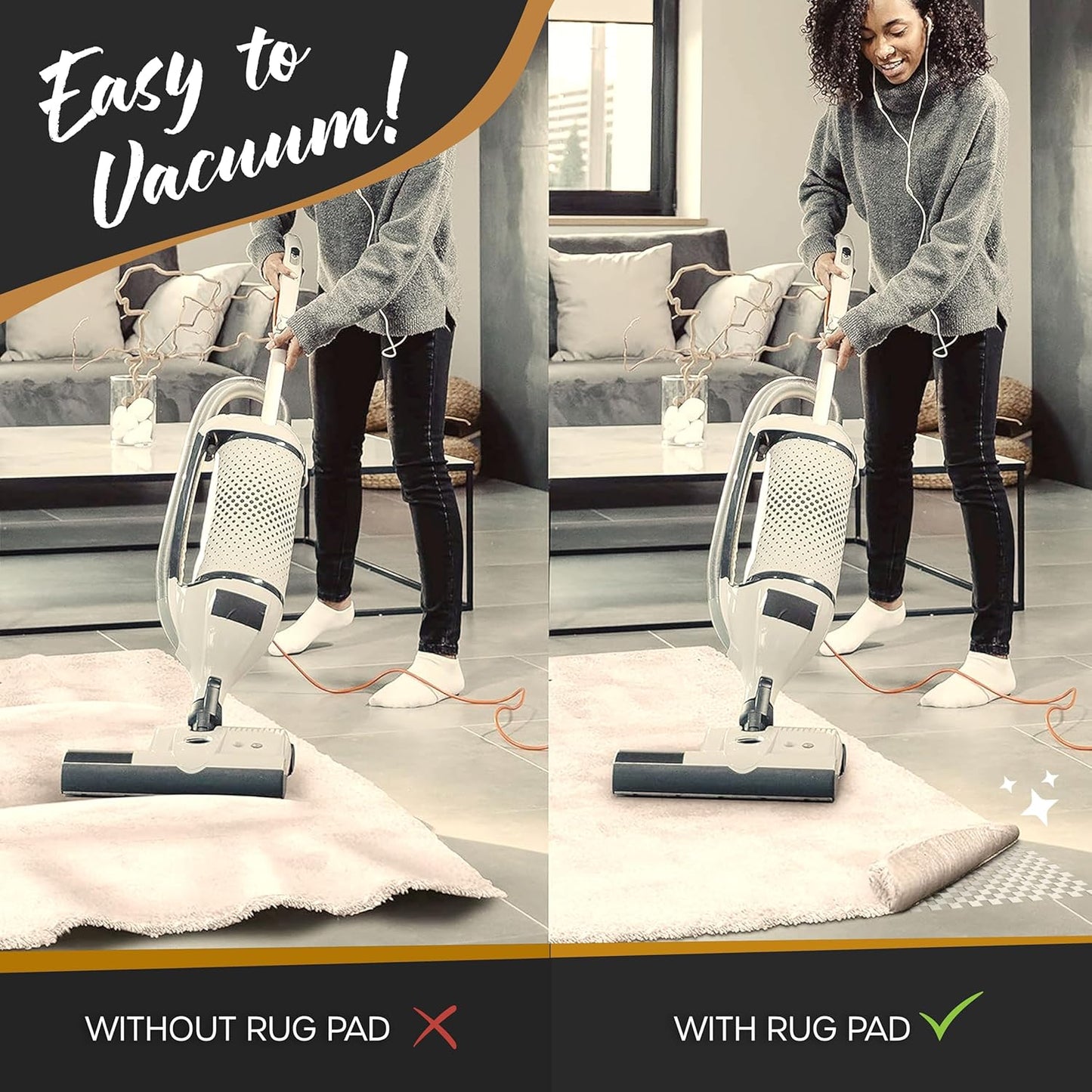 Nevlers 2 Ft x 3 Ft Rug Gripper Pad | Non Slip Rug Pads for Hardwood Floors & Other Surfaces | Open Weave PVC Foam Carpet Gripper Non Skid Pads | Customizable Nonadhesive Carpet Pad for Household Use