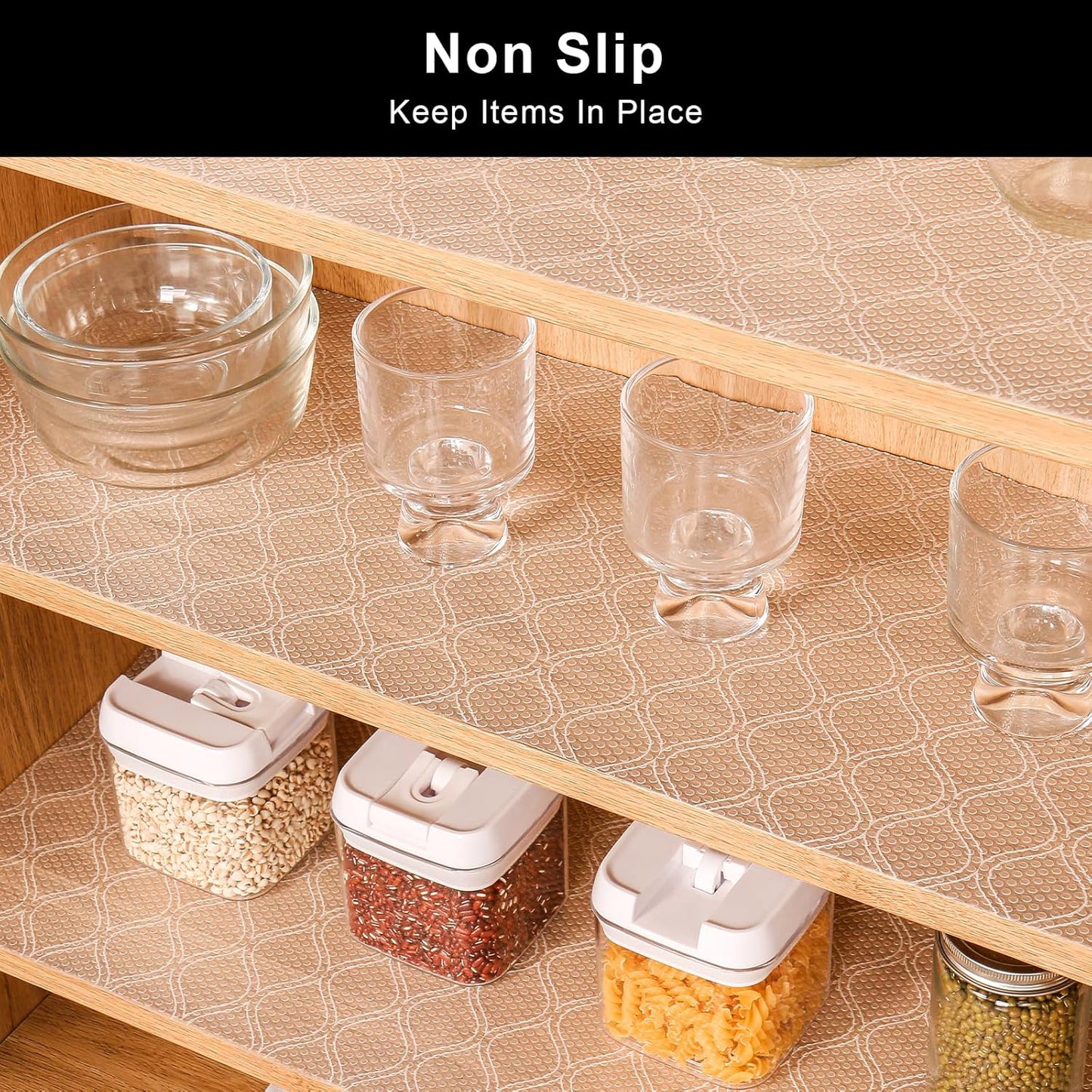 Cooyes Shelf Liner for Kitchen Cabinets Waterproof Kitchen Cupboard Liner Plastic Drawer Mats EVA Material Non Adhesive Fridge Mats for Shelves