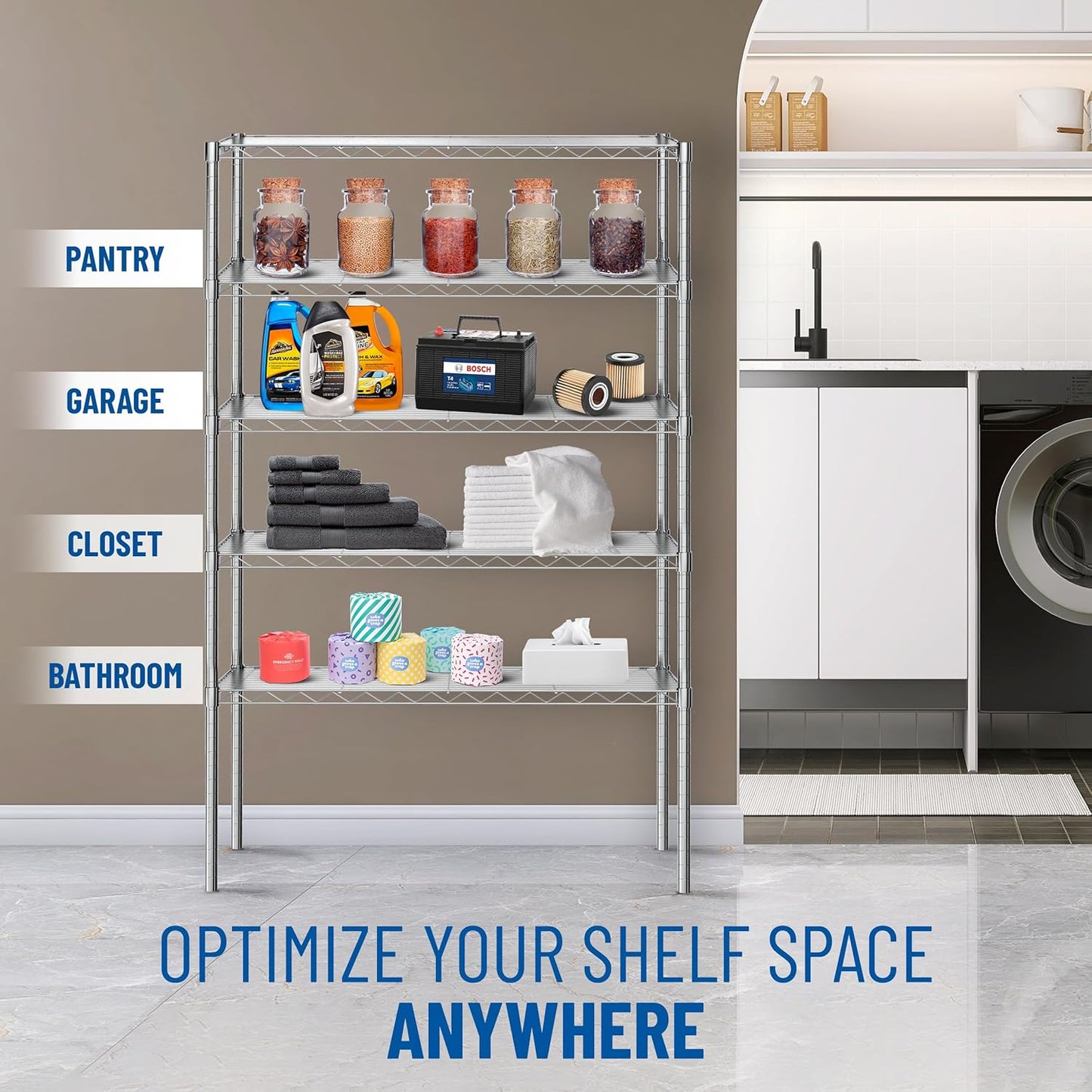 Sterling Shelf Liners Wire Rack Covers: Long-Lasting Shelf Liner Cover for Wire Shelving: Premium Cover Mats for Shelves in Pantry, Closet, etc: 18x36 Inch: Graphite, Set of 4