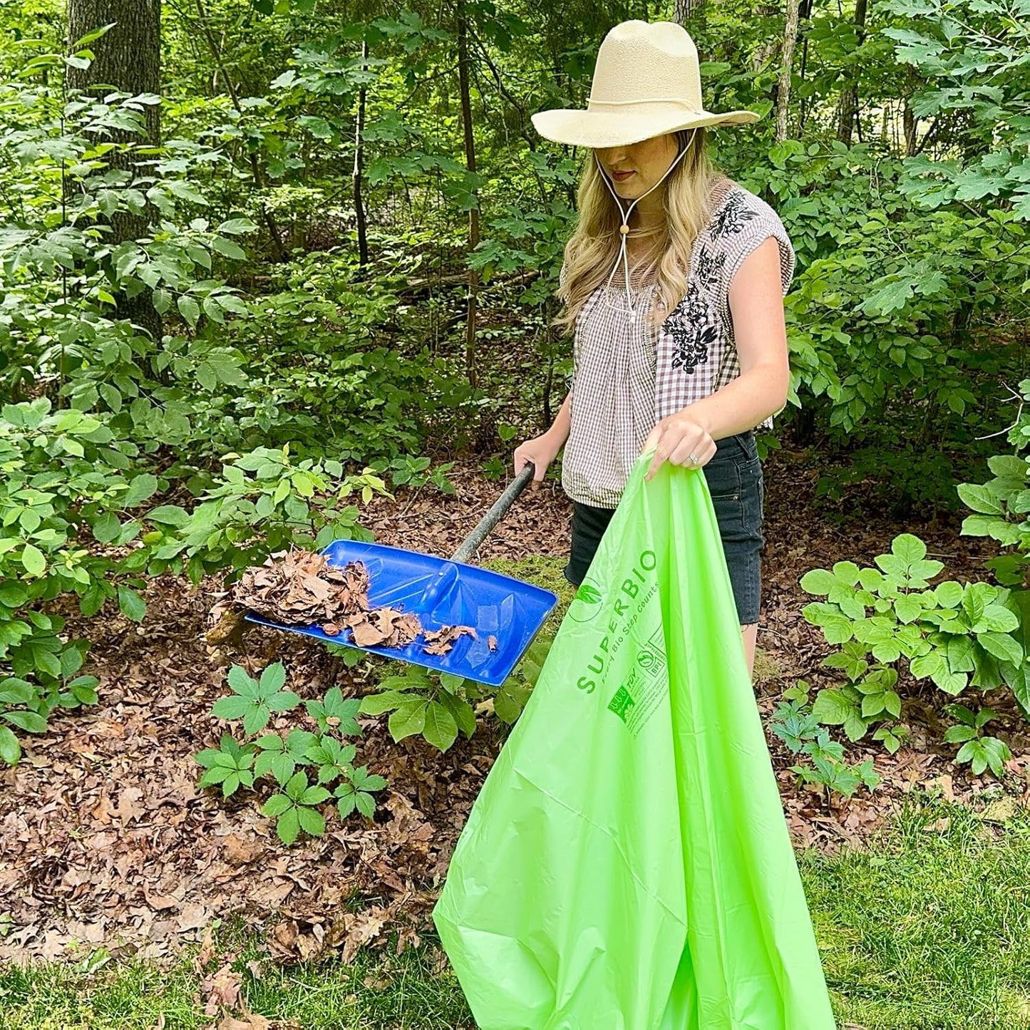 SUPERBIO 96 Gallon Compostable Lawn & Leaf Bags, Extra Thick 1.57 Mil, (40 Count Bulk), Large Yard Waste Bag, ASTM D6400, US BPI and Europe OK compost INDUSTRIAL Certified