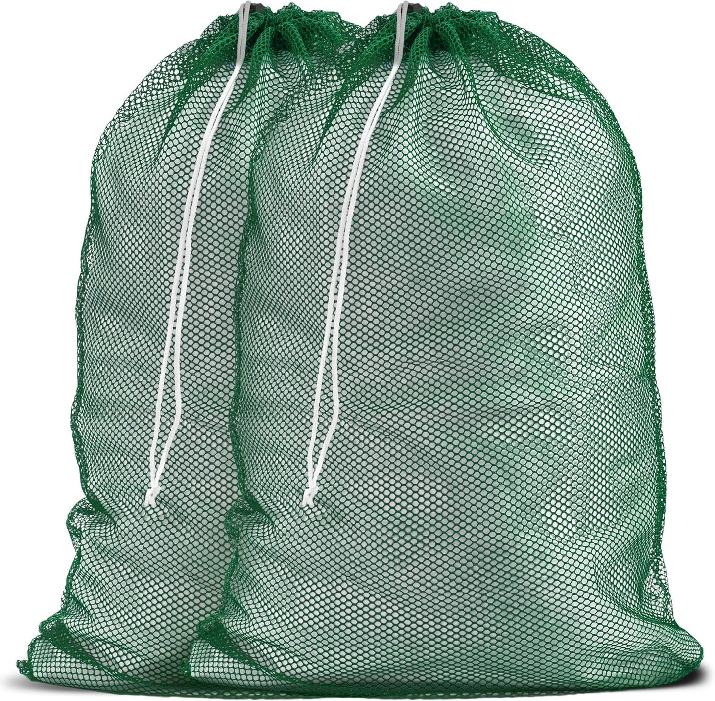 Handy Laundry Mesh XL Laundry Bags - Durable, Machine Washable with Secure Drawstring Closure - Perfect for College Dorms, Laundromats, Apartments (Green, Large 24" x 36", 2-Pack)