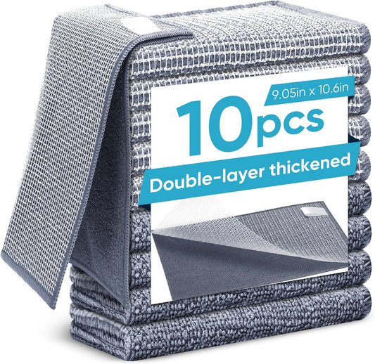 Forggon10 Pcs New Upgrade 2-Layer Non Scratch Wire Dishcloth,Wire Dishwashing Rag, Non-Scratch Wire Dishwashing Rags for Wet and Dry, Kitchen Cleaning Dish Rags for Cookware,Sinks, Dishes,Stove