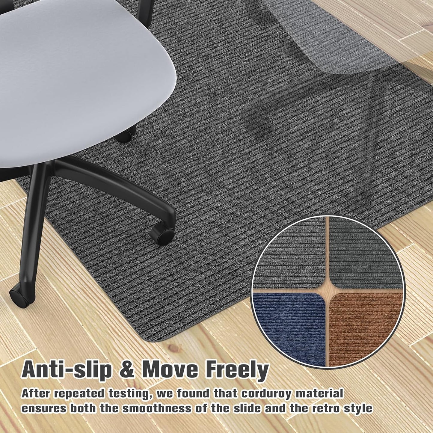 Placoot Desk Chair Mat for Hardwood Floor & Tile 55"x35" Office Chair Mat for Rolling Chairs Large Anti-Slip-Recyclable Material Computer Chair Mat Rug for Office/Home