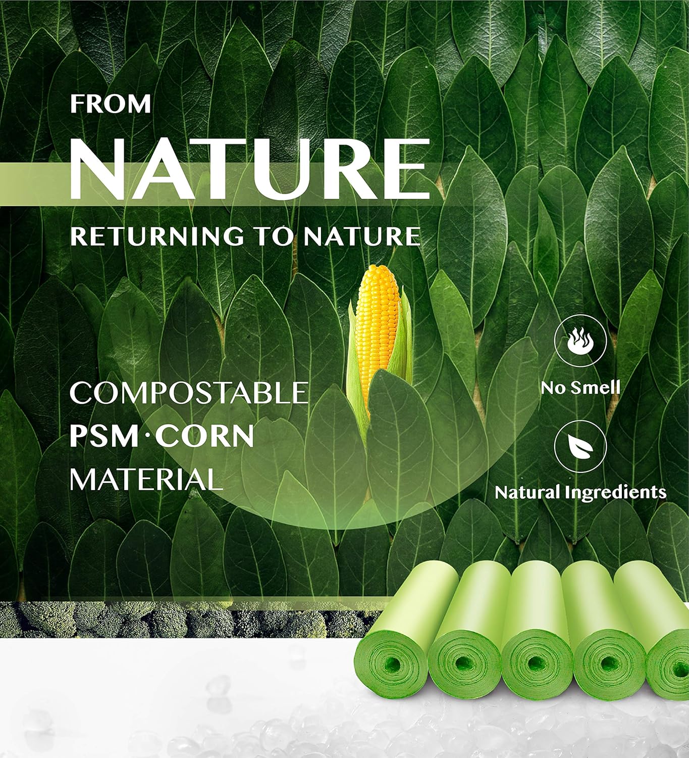 Compostable Trash Bags - FORID 8 Gallon Garbage Bags 150 Count Trash Can Liners 30 Liter Unscented Medium Wastebasket Bags for Kitchen Bathroom Home Office Garbage Can (5Rolls/Green) - Durable & Thick