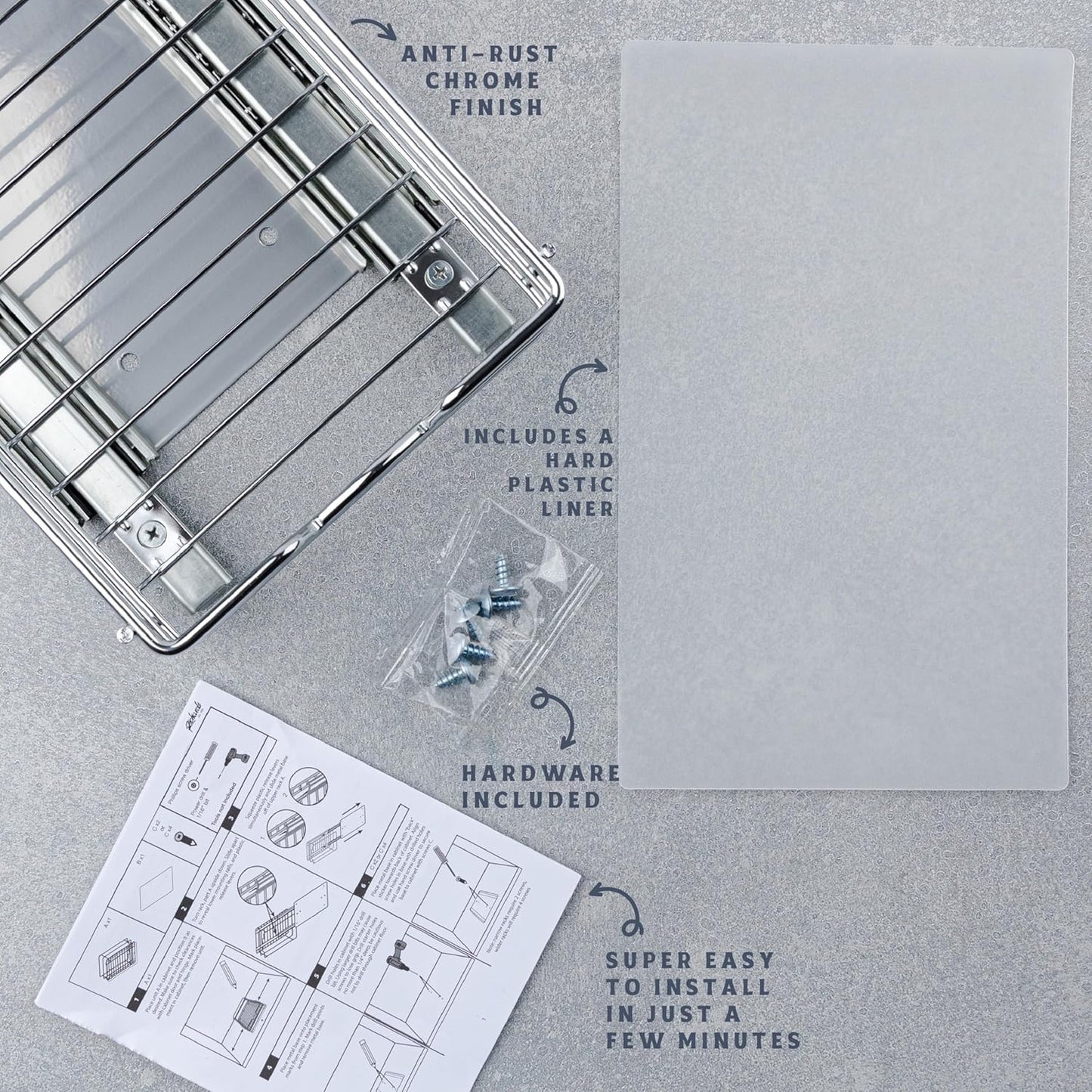 Pull Out Cabinet Organizer for Spices, Cans - Heavy Duty with Lifetime Limited Warranty- Pull Out Spice Rack- Cabinet Pull Out Shelf for Cans,Dishes, Etc, 6-1/2 "W x 10-1/2"D x 2-3/4”H, Chrome