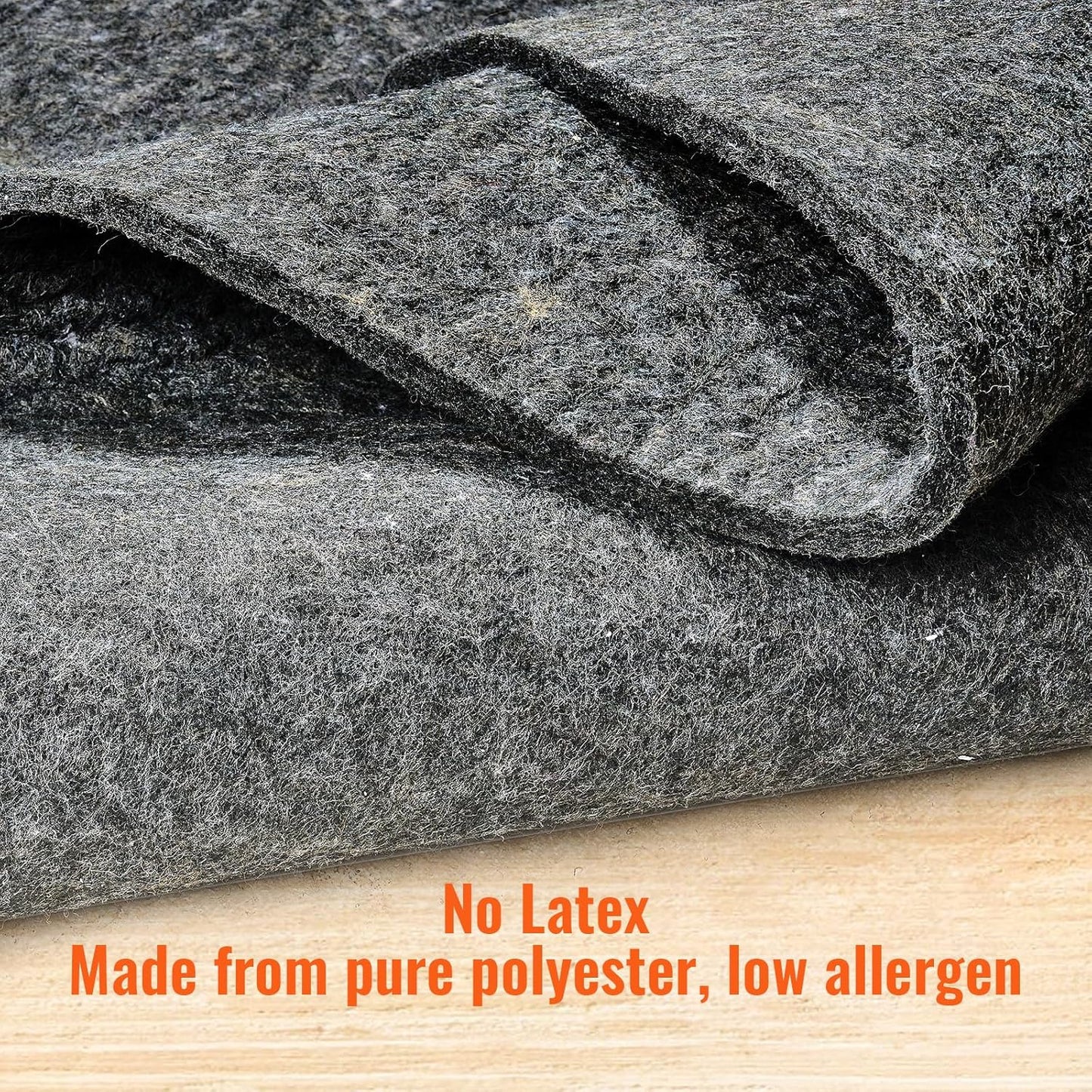 VEVOR Rug Pad Without Slip Resistance, Protective Cushioning Carpet Pad 9' x 12', 1/2" Thick, 100% Pure Polyester Felt, 10-11㎡ Premium Comfort Underfoot Carpet Padding Rug Cushion for All Floor, Gray