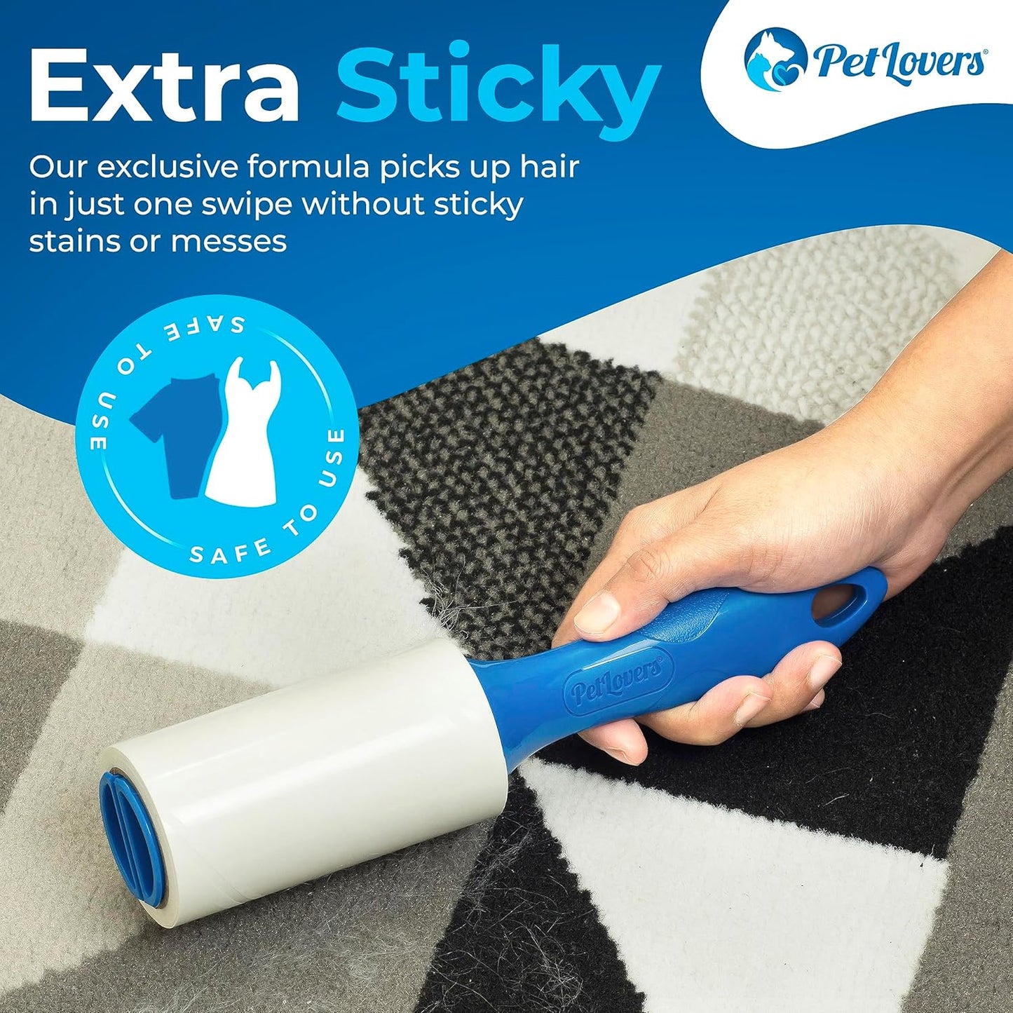 PetLovers Extra Sticky Lint Roller Mega Value Set for Pet Hair Removal, Dog and Cat Lint Remover (1 Pack)