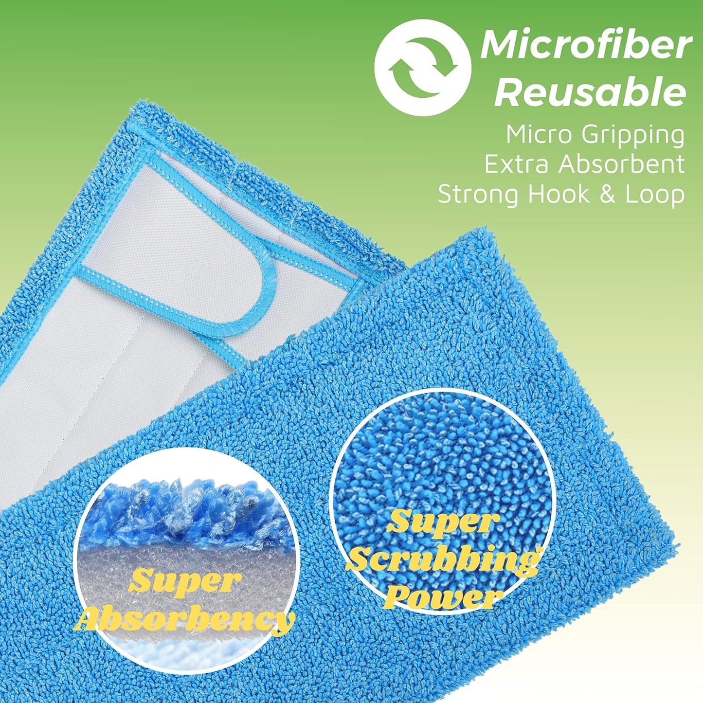Reusable Mop Pad for Swiffer Sweeper Mop, 12.5'' Microfiber Mop Pad Refill Washable for Hard Floor Baseboard Cleaning, Wet/Dry Cleaning Pad, 6 Pack