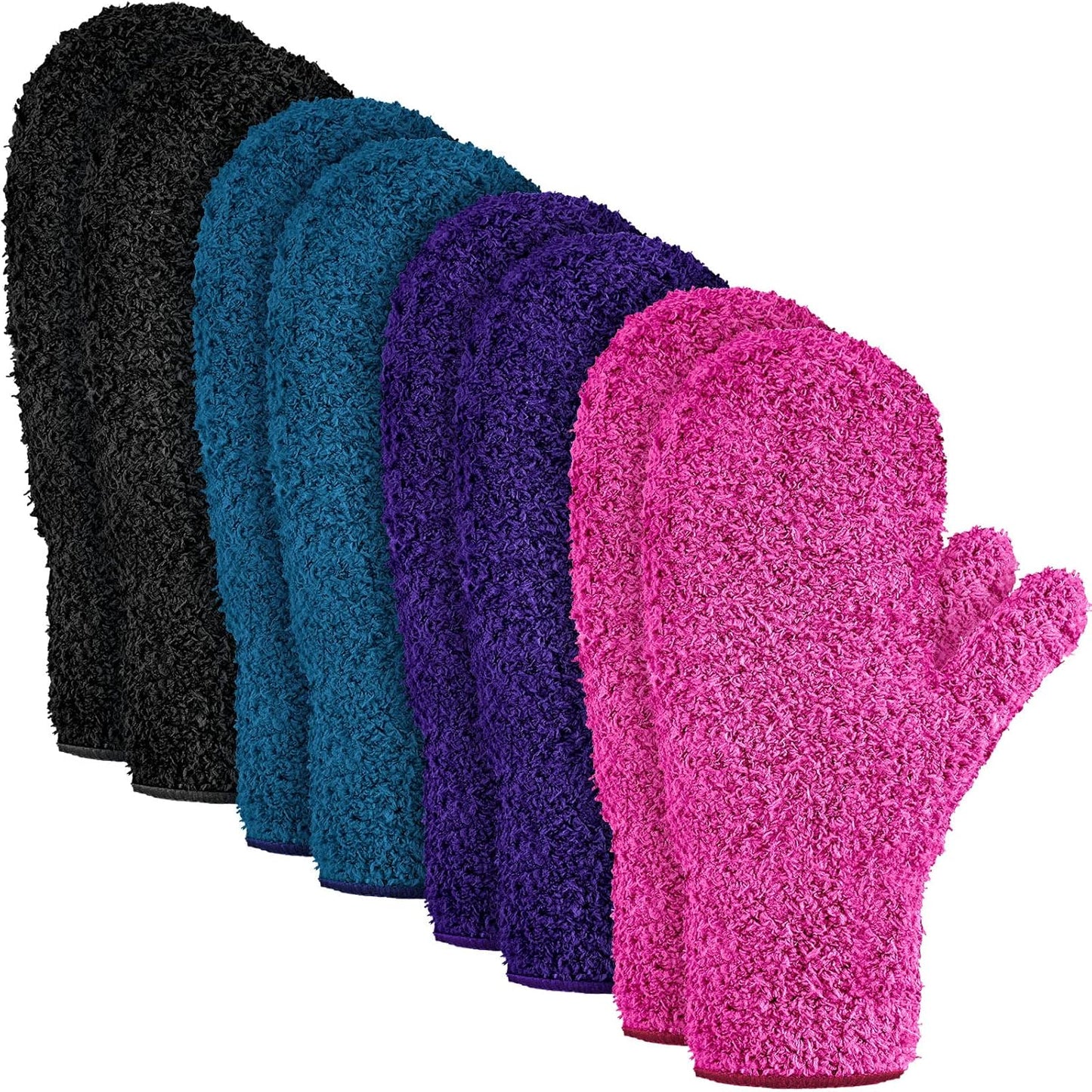 Bencailor 4 Pair Microfiber Dusting Mittens Reusable Women Cleaning Mittens with Thumb for Kitchen
