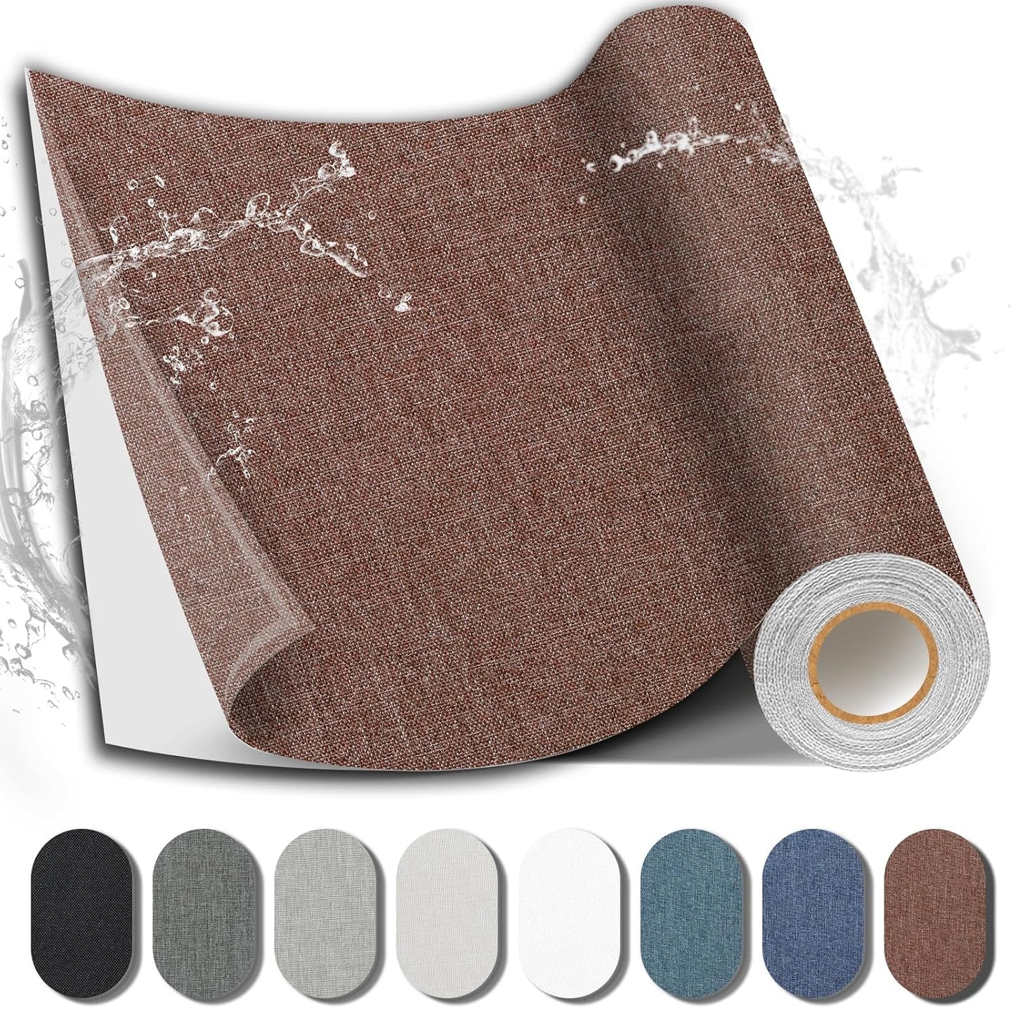 Fabric Repair Patch, 17X79 Inch Fabric Large Repair Tape, Self-Adhesive Patches for Furniture, Sofa, Car Interior, Shoes, Hand Bag, Clothing (Brown, 17X79 Inch)