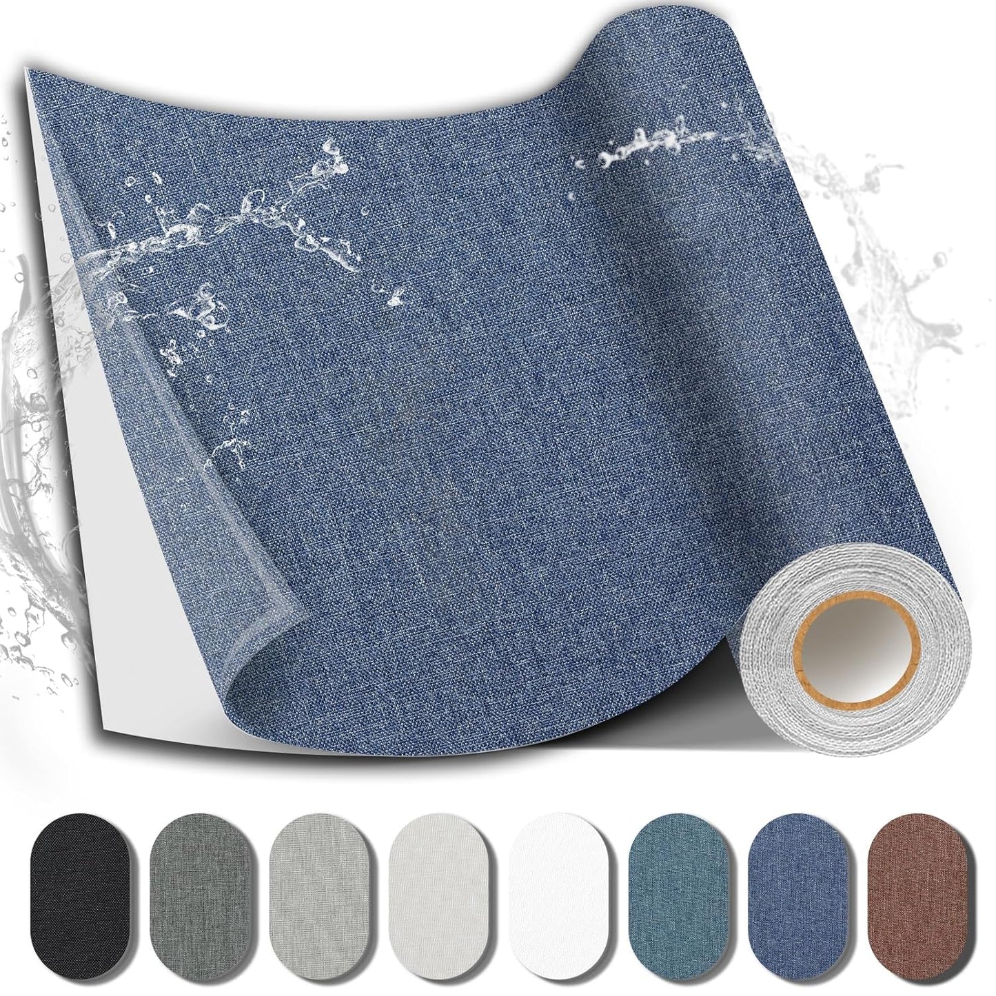 Fabric Repair Patch, 17X79 Inch Fabric Large Repair Tape, Self-Adhesive Patches for Furniture, Sofa, Car Interior, Shoes, Hand Bag, Clothing (Dark Blue, 17X79 Inch)