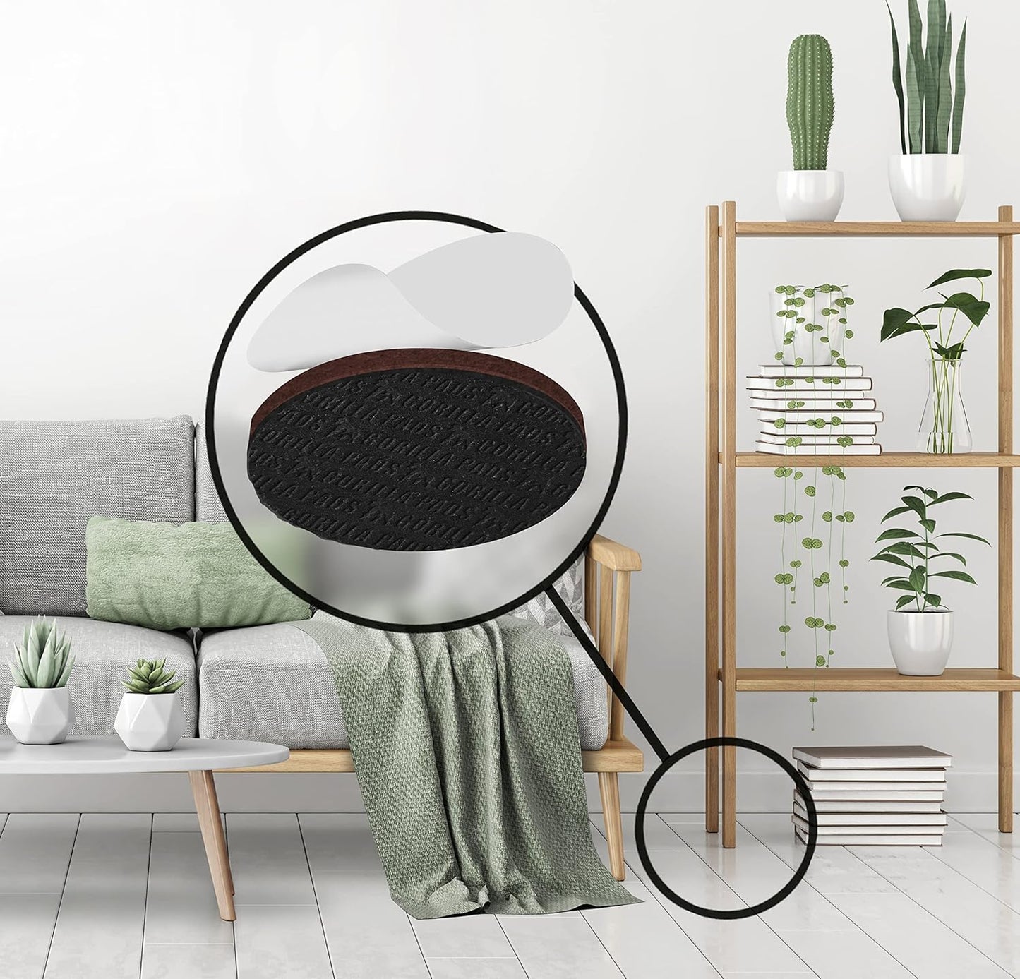 Slipstick GorillaPads Non Slip Furniture Pads/Gripper Feet Floor Protectors (Set of 16) Premium 2 Inch Round Self Adhesive Rubber Stoppers for Furniture Legs