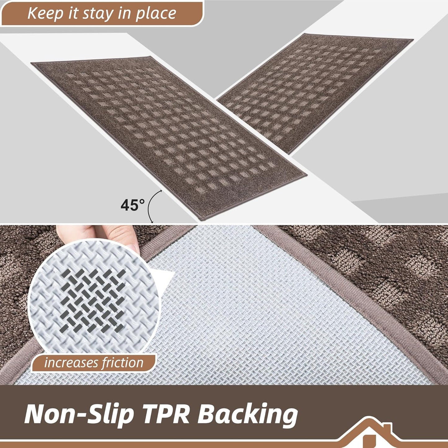 BEQHAUSE Waffle Door Mats Indoor 24"x36", Dog Mat for Muddy Paws Absorbent and Dirt Resist Floor Mats Non-Slip Washable Rugs for Entryway, Welcome Mat for Front Back Door, Muddy Wet Shoes, Brown