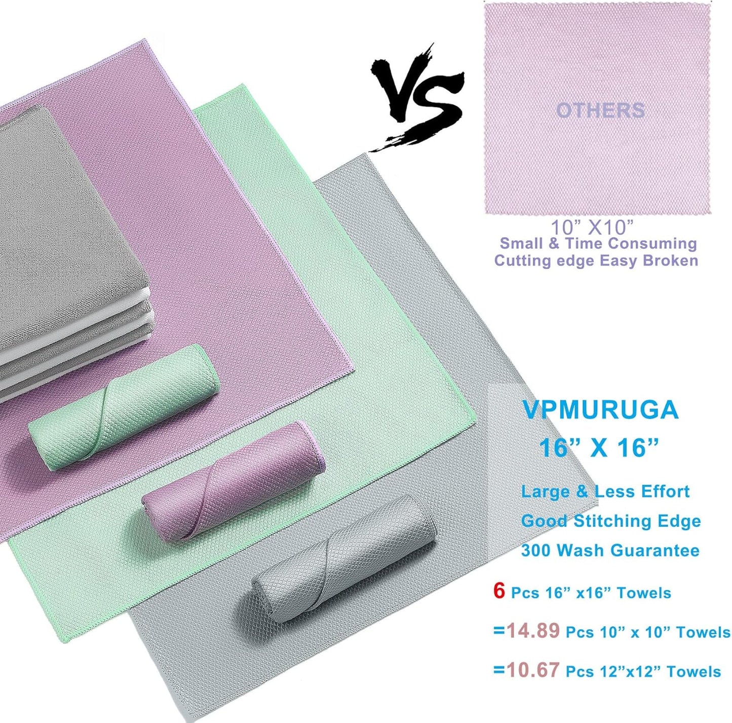 Easy Clean Fish Scale Nanoscale Cleaning Cloth,Streak Free Microfiber Glass Cleaning Cloths for Window Mirrors Windshields,Lint Free Microfiber Polishing Cleaning All-Purpose Towel Pack of 6(Purple)