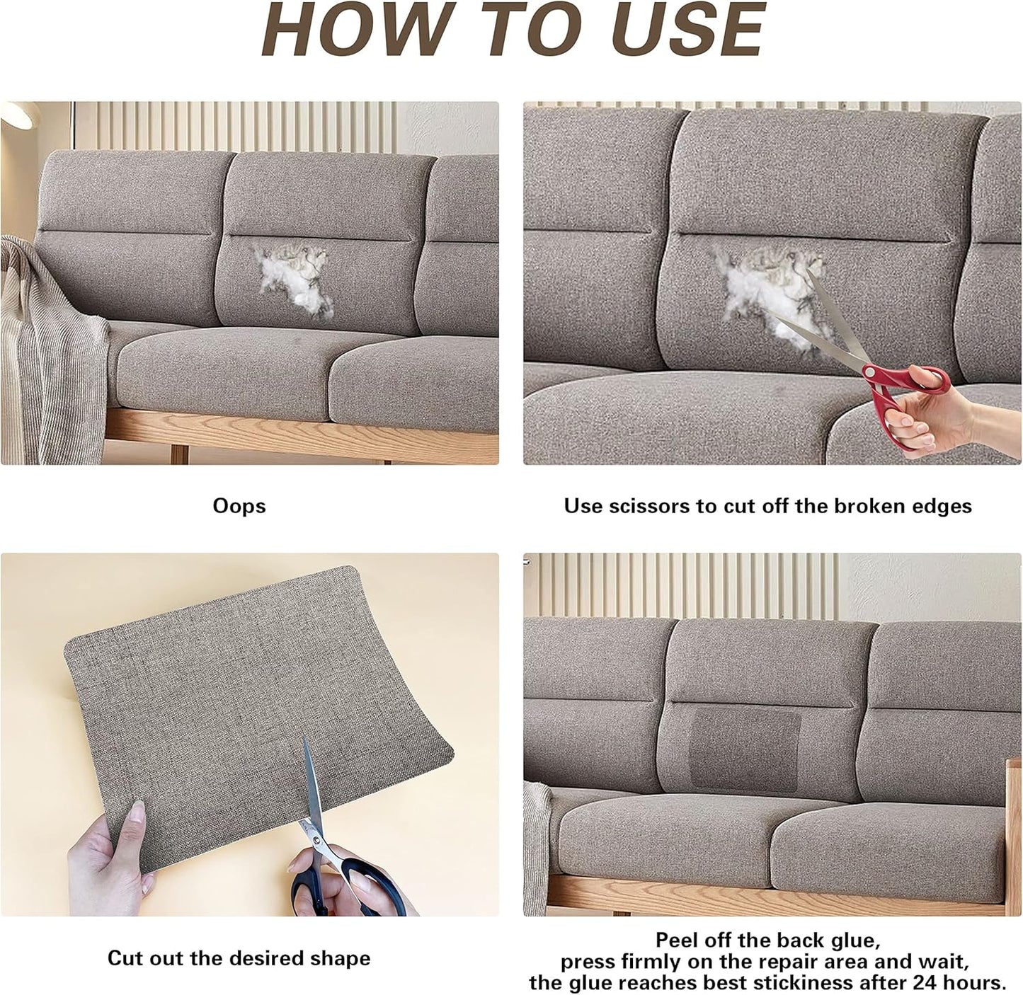 KING MOUNTAIN Fine Linen Repair Patches, Self-Adhesive Linen Fabric Patches, 8X11 inch Extra Size, Multi Color, Can be Used for Linen Sofa Repair and Linen Clothes Repair(Medium Grey,8" x 11")