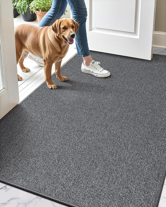 LUMI Indoor Door Mat 36"x56", Ultra Thin Low Profile Non-Slip Doormat for Home Entrance, Absorbent & Stain-Resistant Welcome Mats, Washable Entryway Mat for Front Door, Patio, Porch, Grey