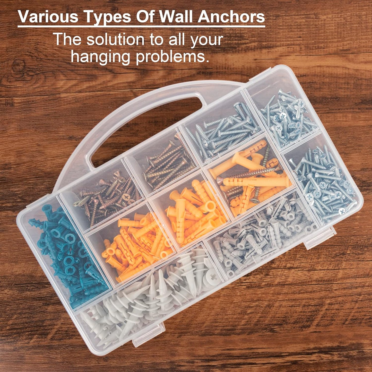 KURUI 510Pcs Wall Hanging Kit with Anchors and Screws, Picture Hanging Kit for Wall Decor Art, Frame, Canvas, Dry Wall Anchors Assortment Kit for Sheetrock Concrete Brick, 6 Sizes Picture Hangers
