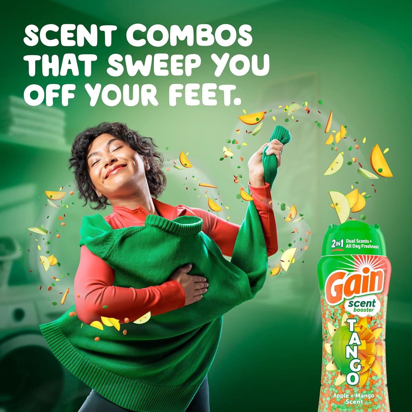 Gain Tango 2-in-1 Laundry Scent Booster Beads, Apple and Mango Scent, 10.7 OZ, Laundry Beads with Dual Scents Plus All Day Freshness