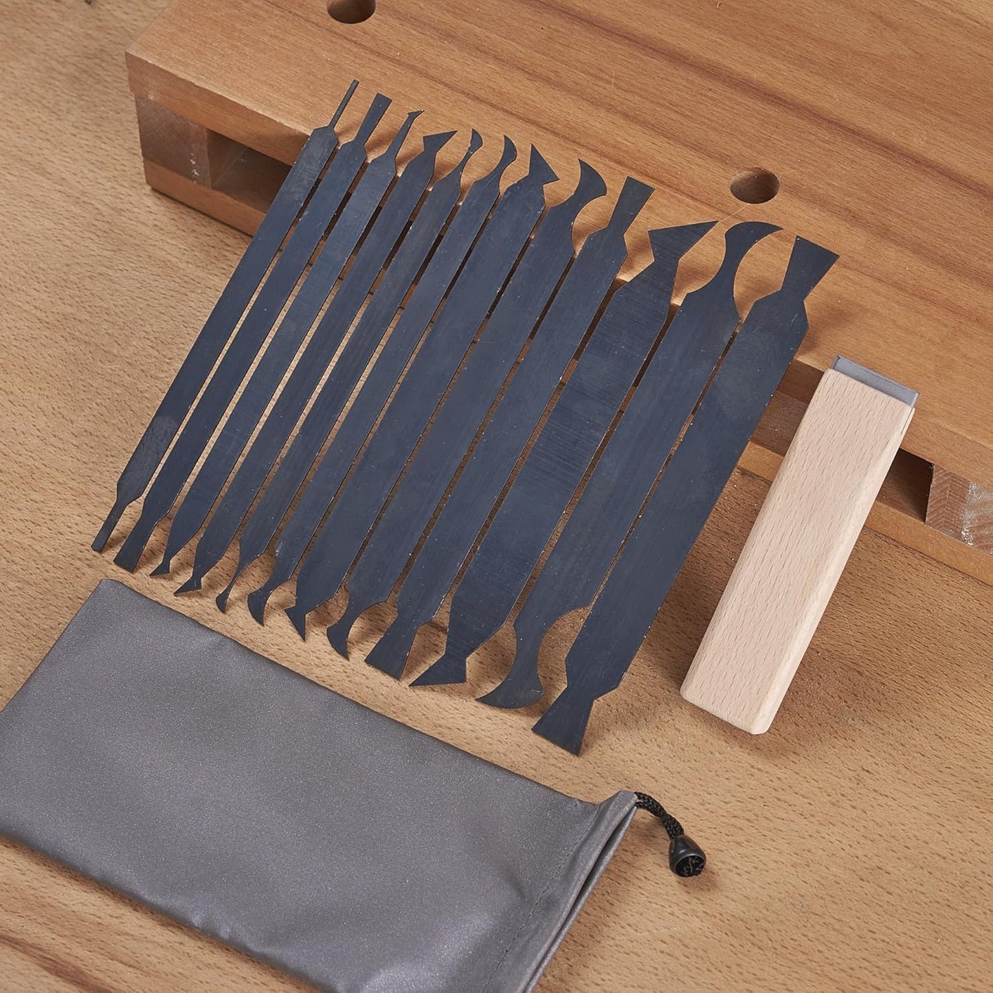 New Cabinet Scraper Cards asnd Cabinet Scraper Burnisher with 12 Piece Multi-Shaped Scraper Set Suitable for Various Small space and Small-Sized Tasks(HTCSCS13)