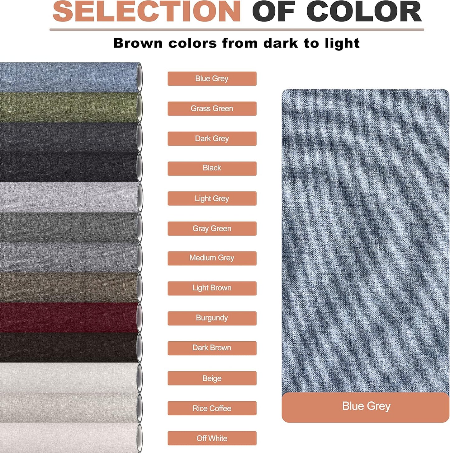 Fine Linen Repair Patches, Self-Adhesive Linen Fabric Patches, 12X40 inch Extra Size, Multi Color, Can be Used for Linen Sofa Repair and Linen Clothes Repair(12" x 40",Blue Grey)