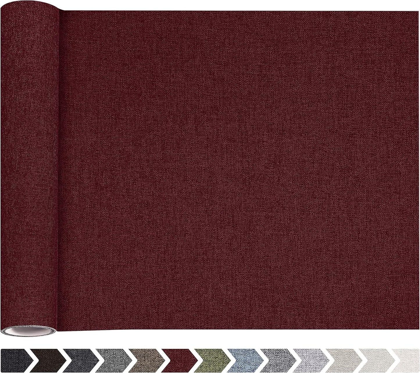 Fine Linen Fabric Patches, Self-Adhesive, Extra Large 12x40 Inch, Multi Color, for Sofa & Clothes Repair (Burgundy)