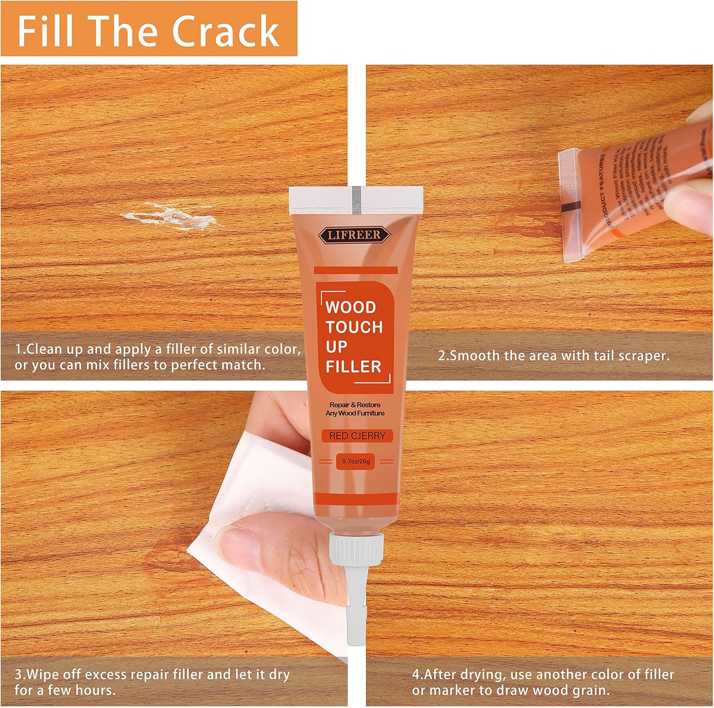 Lifreer Wood Furniture Repair Kit - 40 Pcs Wood Filler, Touch Up Markers with Wax Sticks - for Wood Floors, Stains, Scratches,Tables, Door, Carpenters, Bedposts